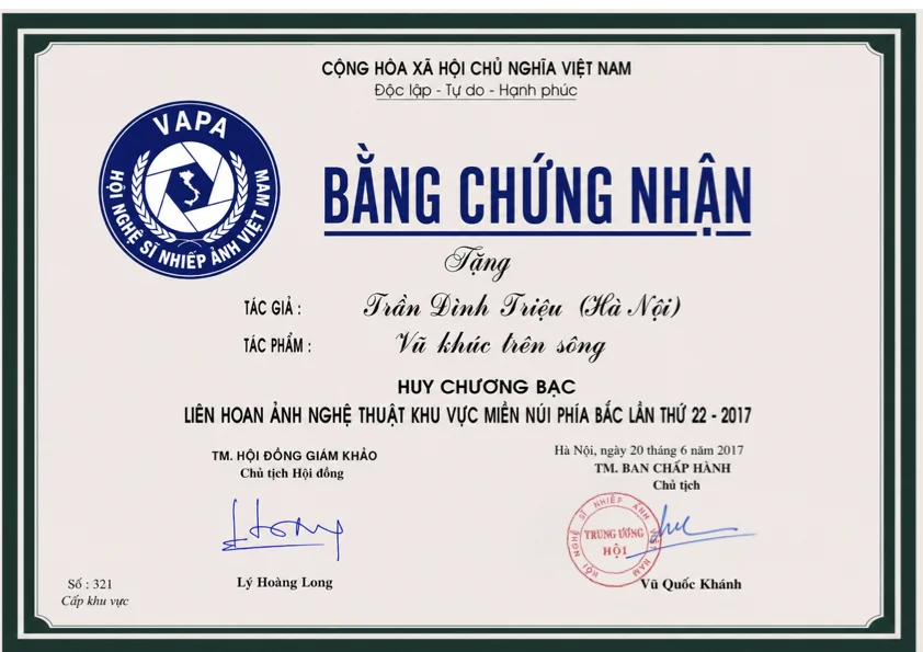 Bằng chứng nhận VAPA Huy Chương Bạc 2017